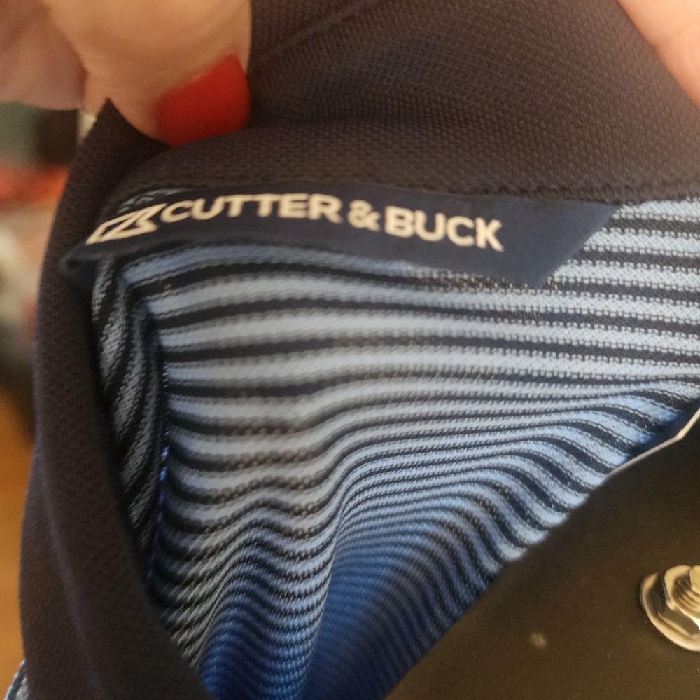 DD -Cutter & Buck Men's Blue Striped Polo Shirt - Picture 4 of 7